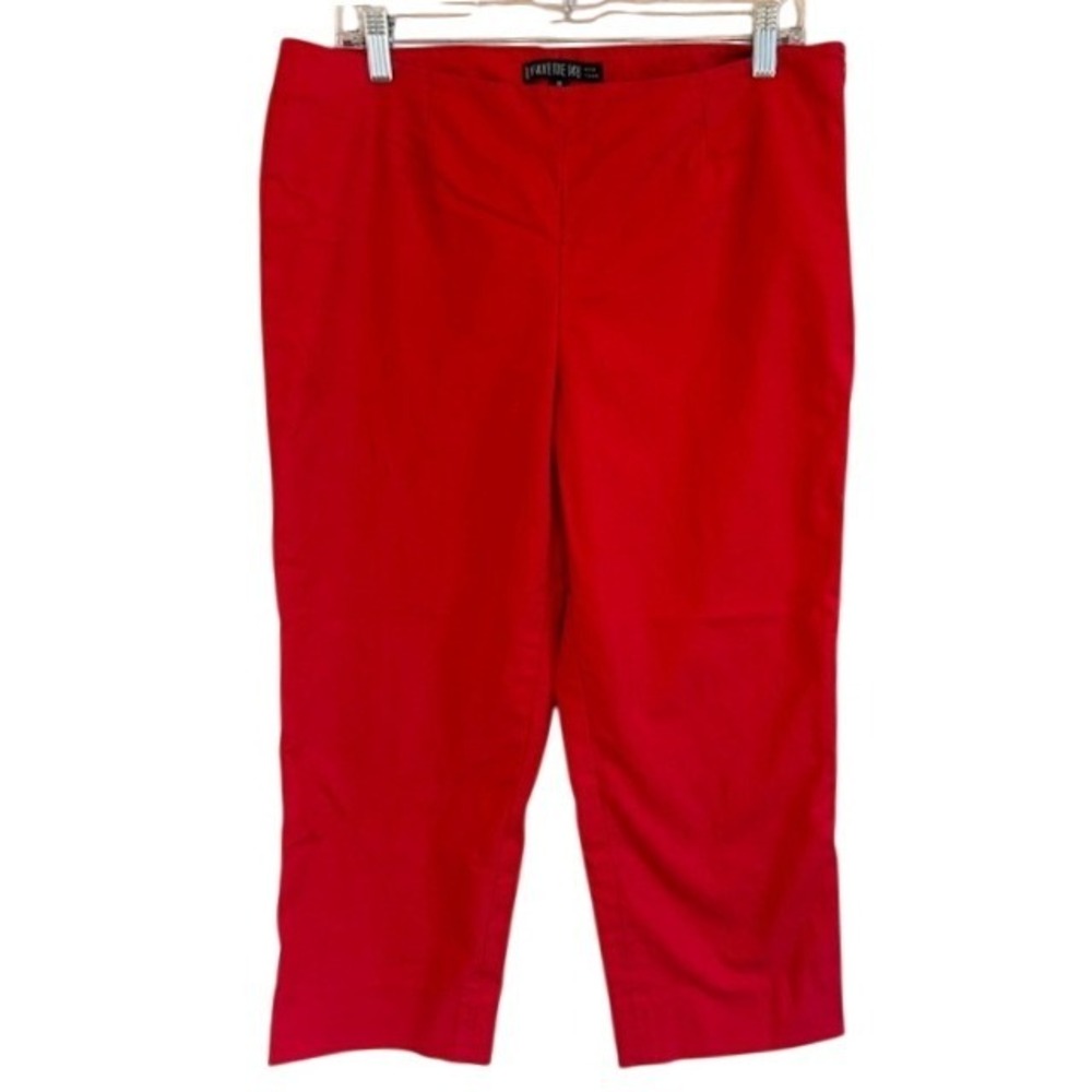 Lafayette 148 New York Women's Red Crop Capri Pants 10 Side Zip Stretch‎